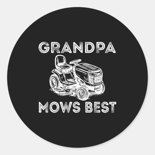 Grandpa Mows Funny Lawn Mower Father's Day Papa  Ronde Sticker (Voorkant)