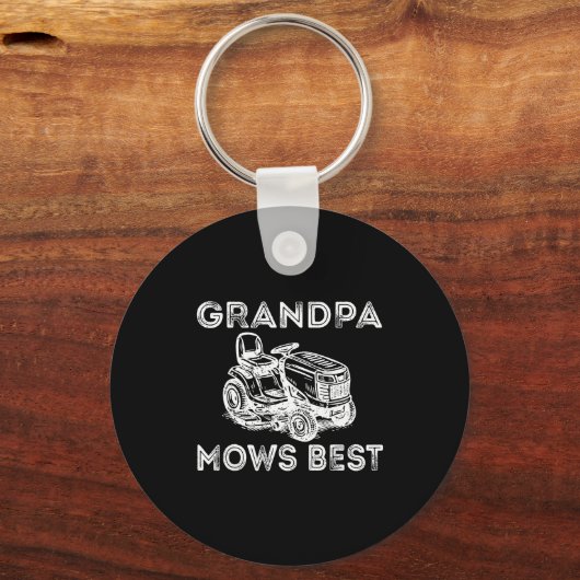 Grandpa Mows Funny Lawn Mower Father's Day Papa  Sleutelhanger (Voorkant)