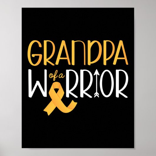 Grandpa Of A Warrior I Childhood Cancer Awareness  Poster (Voorkant)