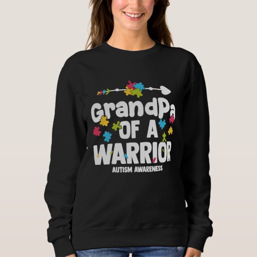GrandPa of a Warriors Autism Family Puzzle Awarene Trui (Voorkant)