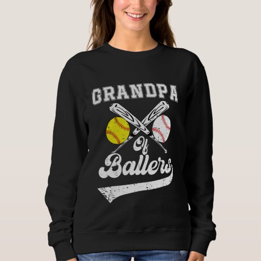 Grandpa Of Ballers Softball Baseball Player Father Trui (Voorkant)
