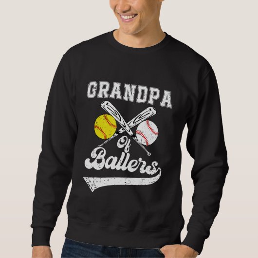Grandpa Of Ballers Softball Baseball Player Father Trui (Voorkant)
