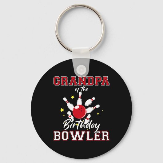 Grandpa Of The Birthday Bowler Bday Bowling Celebr Sleutelhanger (Voorkant)