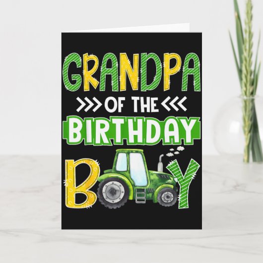 Grandpa Of The Birthday Boy Tractors Farm Trucks F Kaart (Voorkant)
