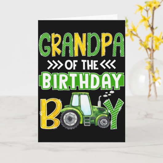 Grandpa Of The Birthday Boy Tractors Farm Trucks F Kaart (Gele Bloem)