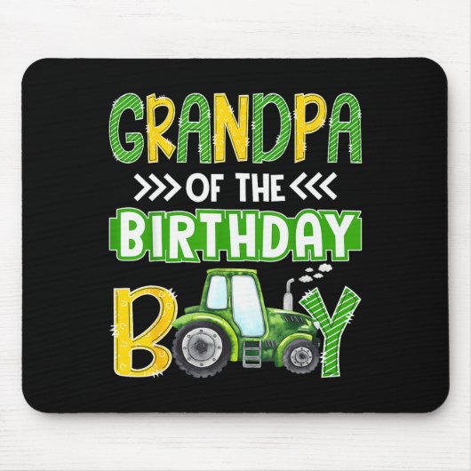 Grandpa Of The Birthday Boy Tractors Farm Trucks F Muismat (Voorkant)