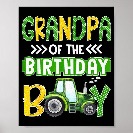 Grandpa Of The Birthday Boy Tractors Farm Trucks F Poster (Voorkant)