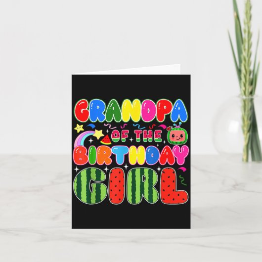 Grandpa Of The Birthday Girl Melon Family Matching Kaart (Voorkant)