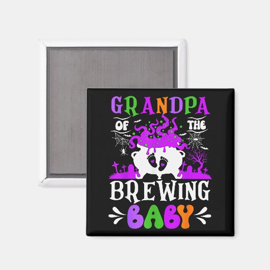 Grandpa Of The Brewing Baby Grandpa To Be Hallowee Magneet (Voorkant / Achterkant)