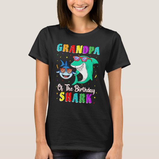 Grandpa Of The Shark Birthday Family Birthday Gran T-shirt (Voorkant)