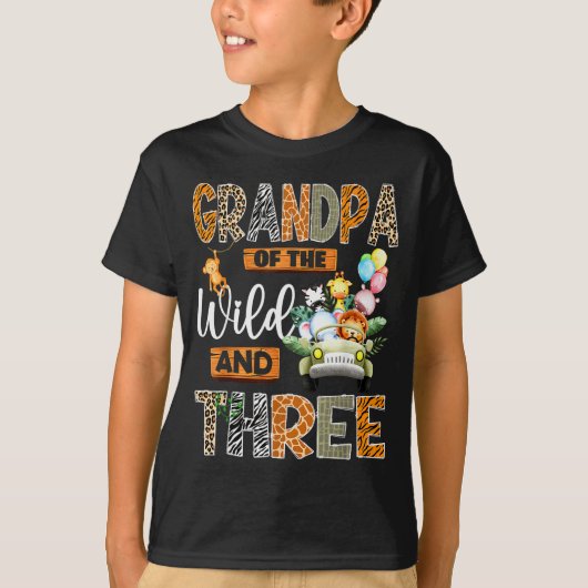 Grandpa Of The Wild And Three 3rd Birthday Boy Saf T-shirt (Voorkant)