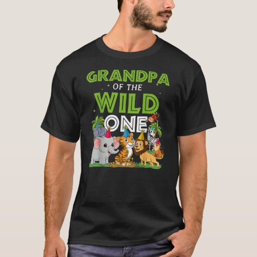 Grandpa of the Wild One Zoo Birthday Safari T-shirt (Voorkant)