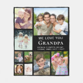 Grandpa Photo Collage Black Fleece Deken (Voorkant)