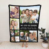 Grandpa Photo Collage Black Fleece Deken