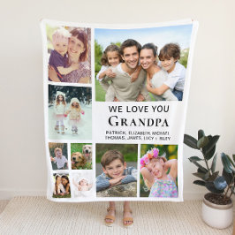 Grandpa Photo Collage Fleece Deken