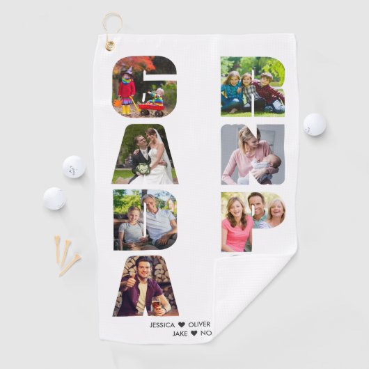 GRANDPA Photo Collage Letter Cutout Personated Golfhanddoek (Insitu)