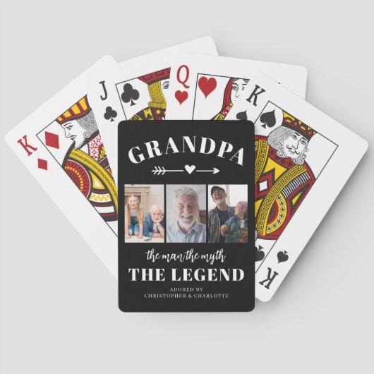 Grandpa Photo Collage Modern Keepsake Gift Pokerkaarten (Achterkant)