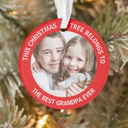 Grandpa Photo Red Ornament (Boom)