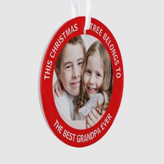Grandpa Photo Red Ornament (voorkant)