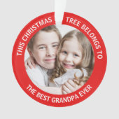Grandpa Photo Red Ornament (voorkant)