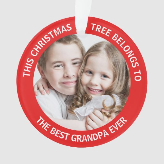 Grandpa Photo Red Ornament (voorkant)
