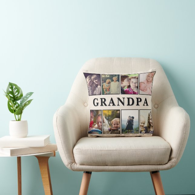 Grandpa Pillow – 8 Photos & Grandkids’ Names Kussen (Stoel)
