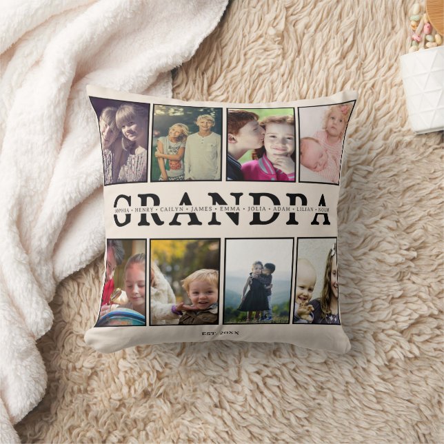Grandpa Pillow – 8 Photos & Grandkids’ Names Kussen (Deken)