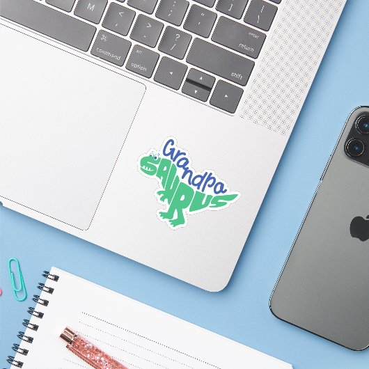 Grandpa Saurus Graphic Sticker (Laptop met iPhone)
