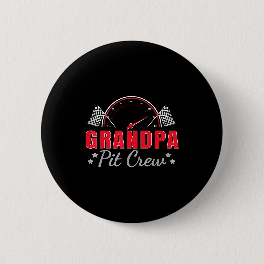 Grandpa T Crew Race Car Driver Birthday Party Raci Ronde Button 5,7 Cm (Voorkant)