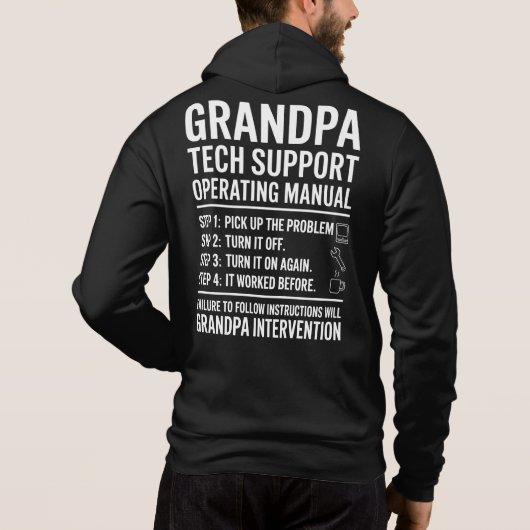 Grandpa Tech Support Operating Manual Funny Gift Hoodie (Achterkant)