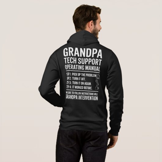 Grandpa Tech Support Operating Manual Funny Gift Hoodie (Achterkant volledig)