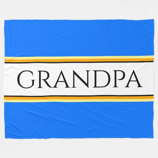 GRANDPA Text Helderblauw Wit Racing Stripes Fleece Deken (Voorkant (Horizontaal))