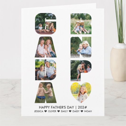 GRANDPA Vaderdag Letter Cutout Photo Collage Kaart (Voorkant)