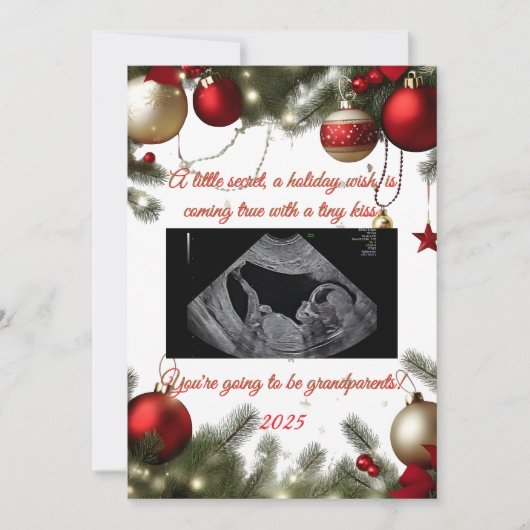 Grandparent Christmas Pregnancy Announcement Card Feestdagenkaart (Voorkant)