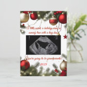 Grandparent Christmas Pregnancy Announcement Card Feestdagenkaart (Staand voorkant)