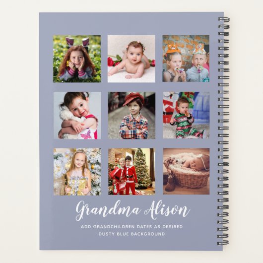 GRANDPARENT FOTO COLLAGE GIFTS - Dustblauw Planner (Achterkant)