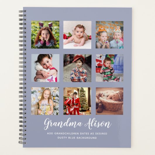GRANDPARENT FOTO COLLAGE GIFTS - Dustblauw Planner (Voorkant)