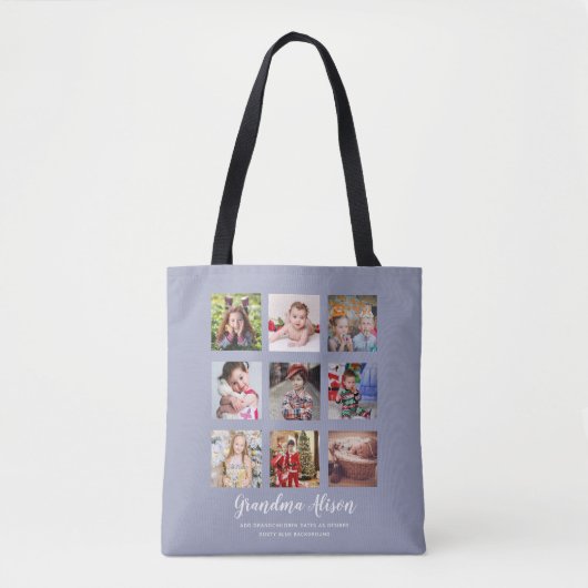 GRANDPARENT FOTO COLLAGE GIFTS - Dustblauw Tote Bag (Voorkant)