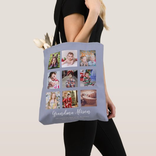 GRANDPARENT FOTO COLLAGE GIFTS - Dustblauw Tote Bag (Dichtbij)