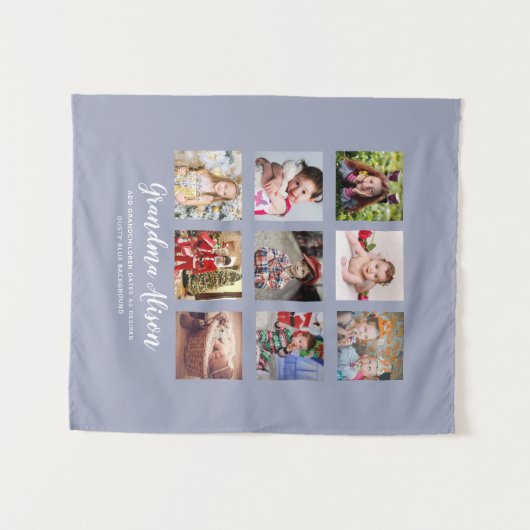 GRANDPARENT FOTO COLLAGE GIFTS - Dustblauw Wandkleed (Voorkant (horizontaal))