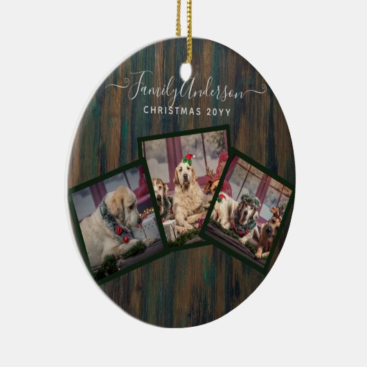 GRANDPARENT FOTO COLLAGE GIFTS - Rustisch hout Keramisch Ornament (Rechts)