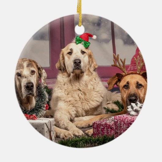 GRANDPARENT FOTO COLLAGE GIFTS - Rustisch hout Keramisch Ornament (Achterkant)