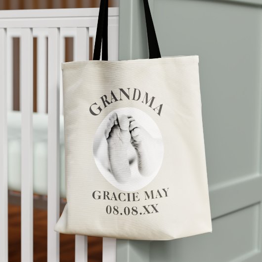 Grandparent New Baby Photo Grandma Canvas tas