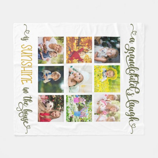 Grandparent Photo Collage Grandchilds Laugh Quote Fleece Deken (Voorkant (Horizontaal))