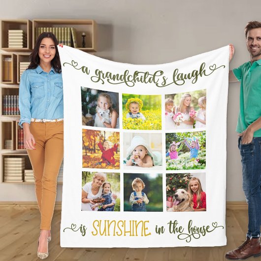 Grandparent Photo Collage Grandchilds Laugh Quote Fleece Deken
