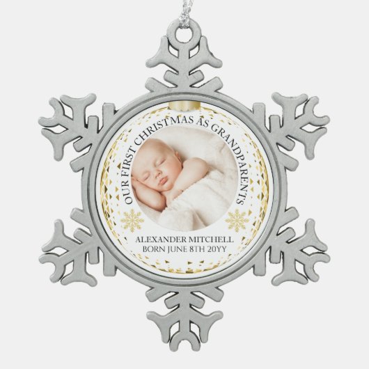 Grandparents 1st Christmas Baby Photo Ornament  (Voorkant)