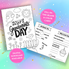 Grandparents Day Coloring Card: Fill-in-the-Blank  Kaart