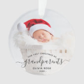 Grandparents First Christmas Photo Black Script Ornament (voorkant)
