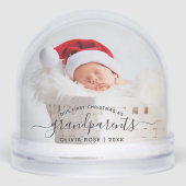 Grandparents First Christmas Photo Black Script Sneeuwbol (Voorkant)