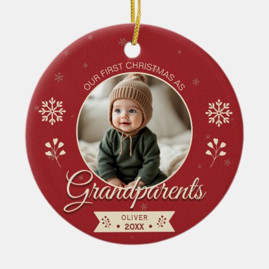 Grandparents First Christmas Photo Keramisch Ornament (Voorkant)